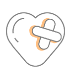 Drawing of a heart wearing a sticking plaster.